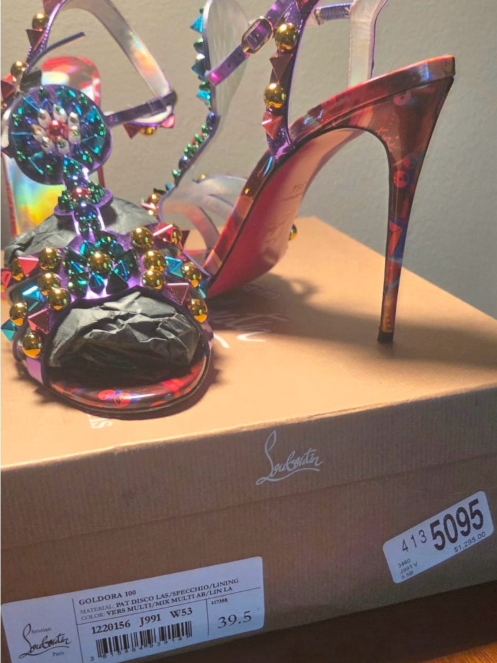 Christian Louboutin Iridescent Multicolor Jeweled Strappy Sandals